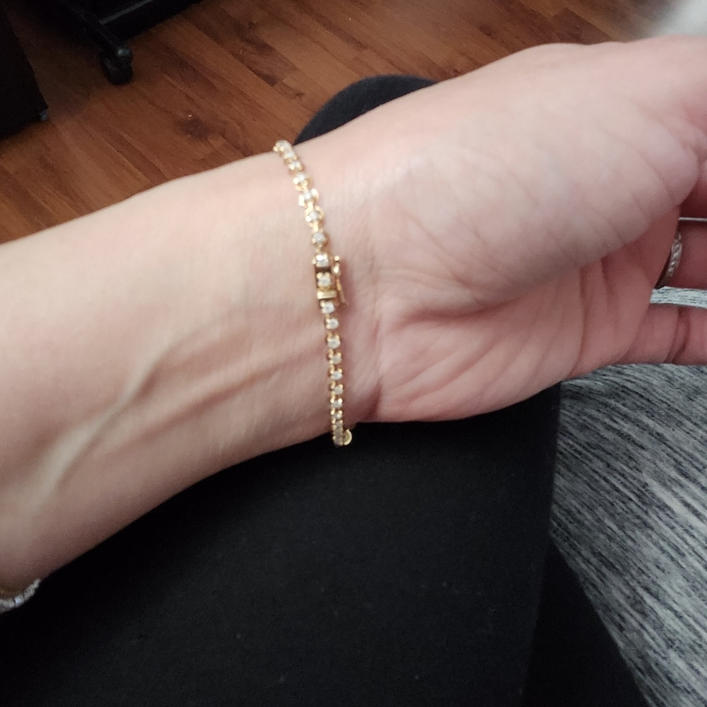 18k 1carat tennis braclet yellow gold size 7